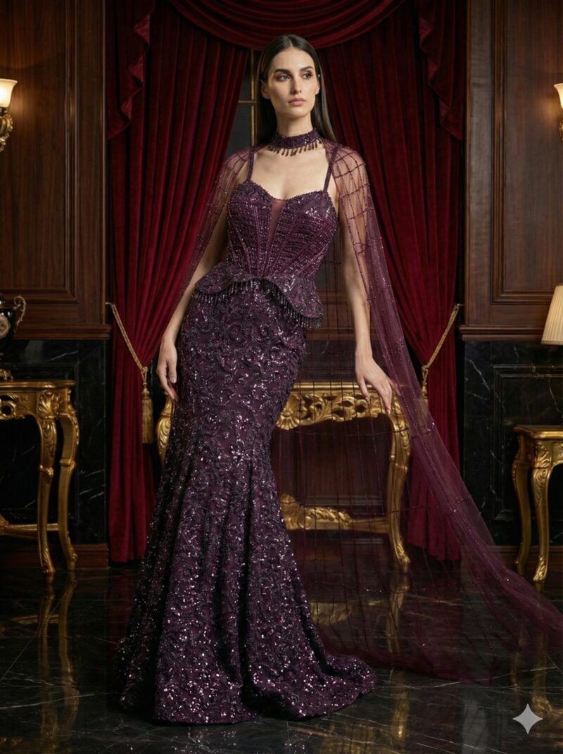 Midnight Plum Majesty Lehenga