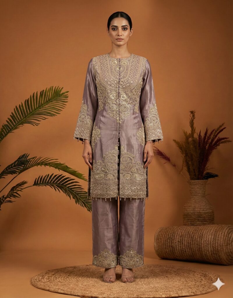 Lavender Regal Embroidered Ensemble
