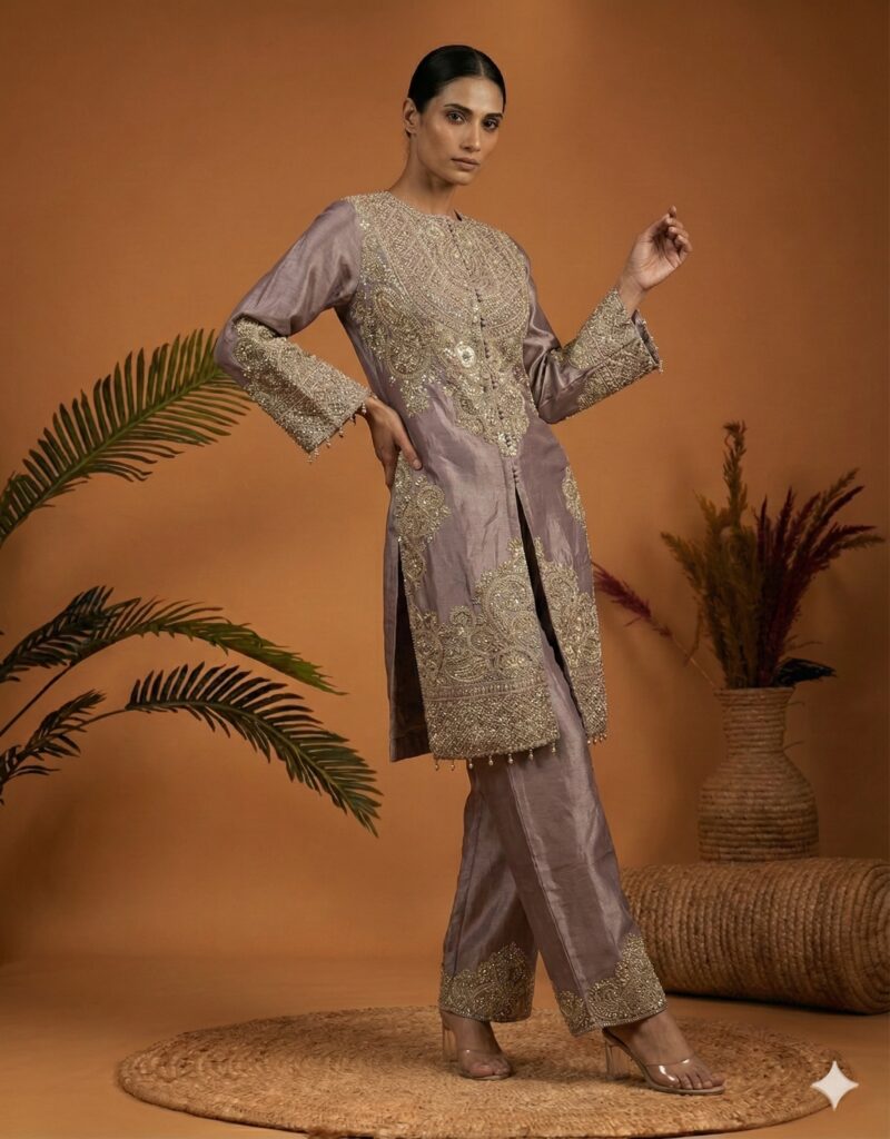 Lavender Regal Embroidered Ensemble