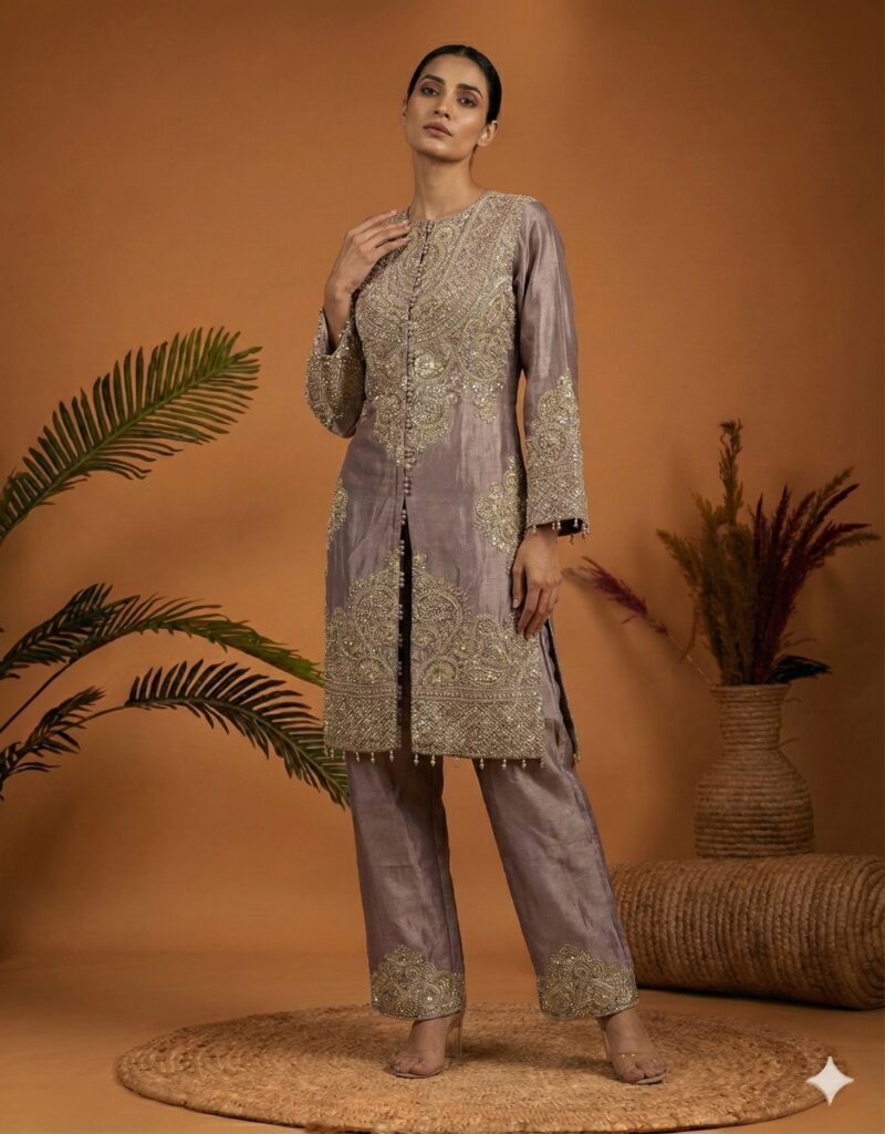 Lavender Regal Embroidered Ensemble