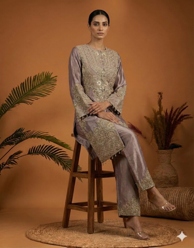 Lavender Regal Embroidered Ensemble