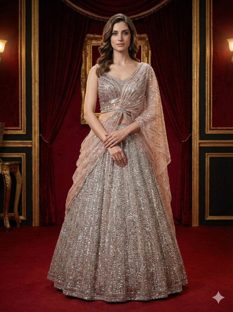 Blush Silver Royale Lehenga