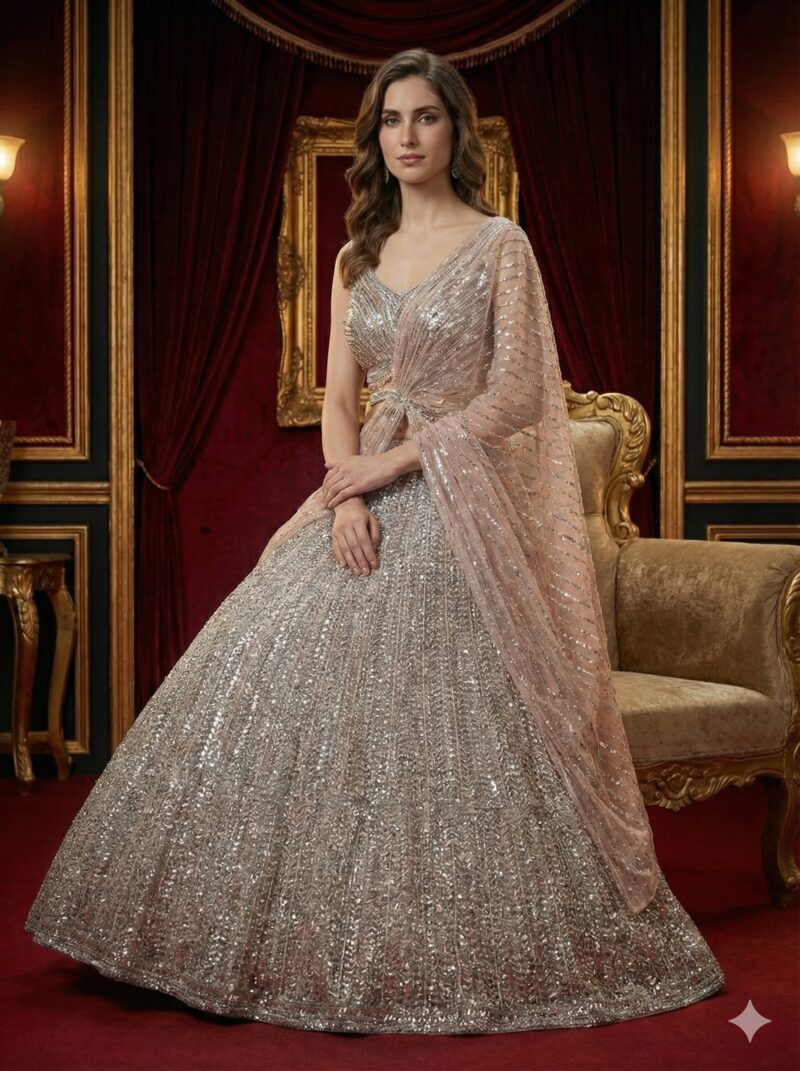 Blush Silver Royale Lehenga