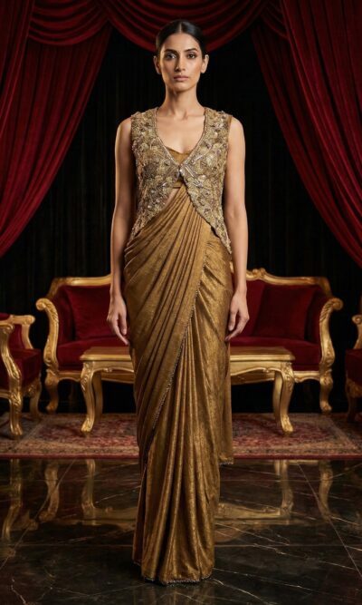 Golden Glow Draped Ensemble