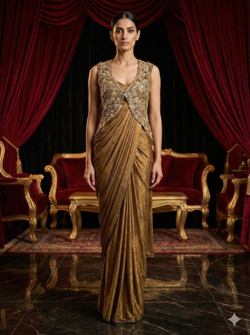 Golden Glow Draped Ensemble