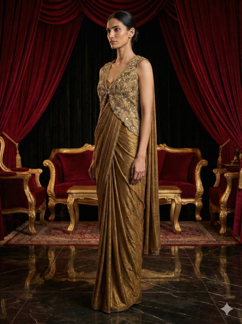 Golden Glow Draped Ensemble