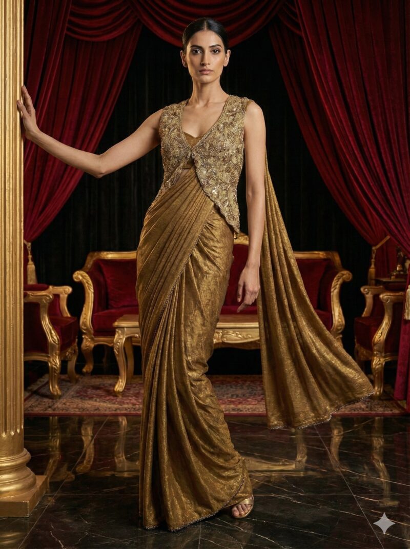 Golden Glow Draped Ensemble