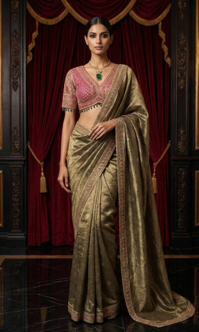 Olive Royal Embroidered Saree