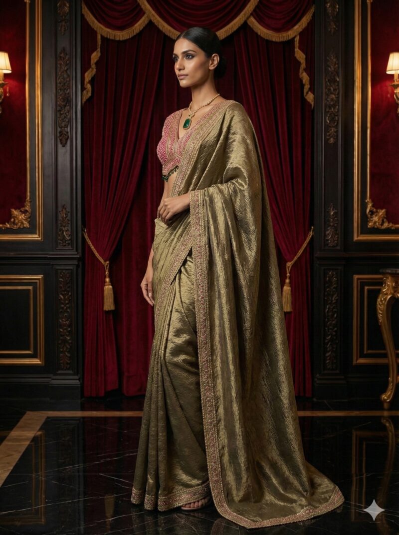 Olive Royal Embroidered Saree