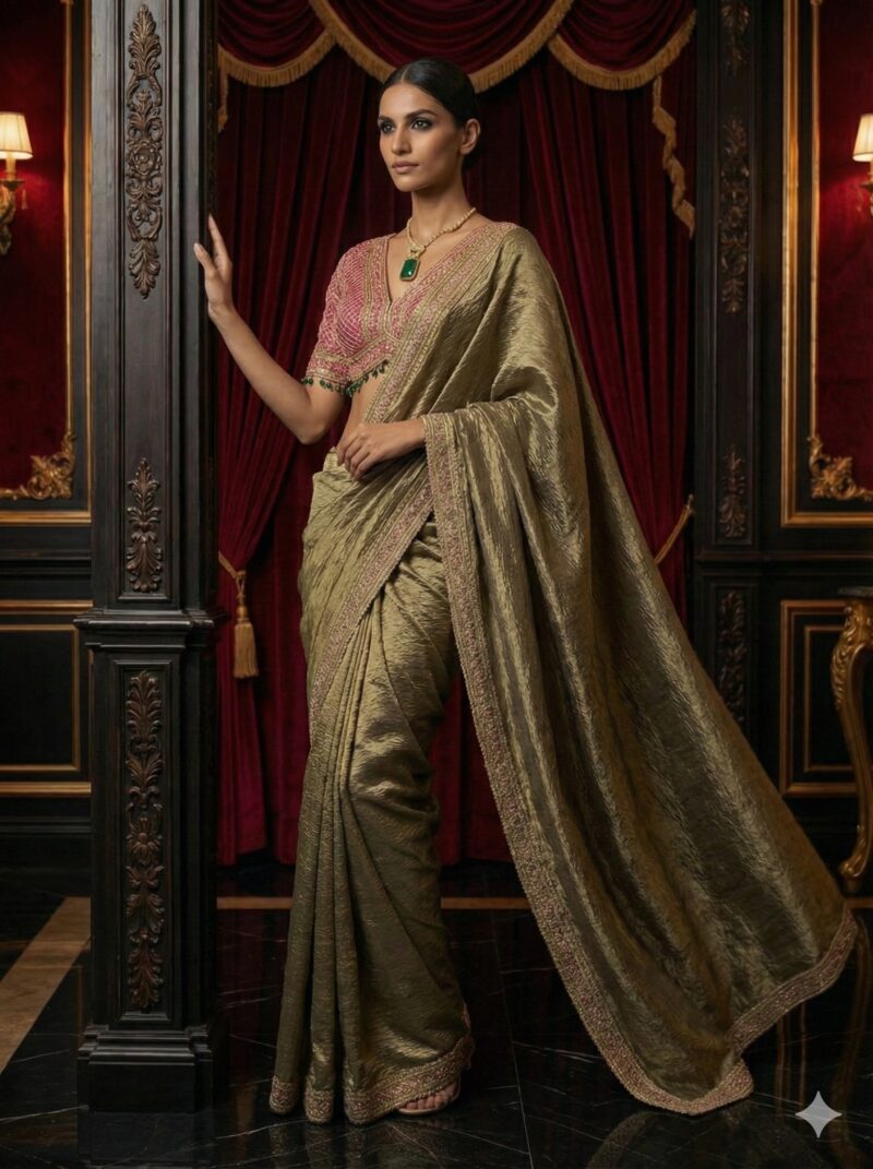 Olive Royal Embroidered Saree
