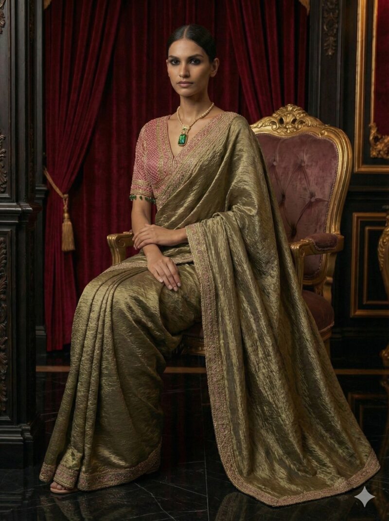 Olive Royal Embroidered Saree