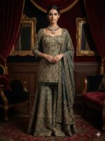 Regal Olive Sharara Ensemble