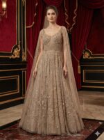 Ethereal Champagne Cape Gown