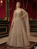 Ethereal Champagne Cape Gown