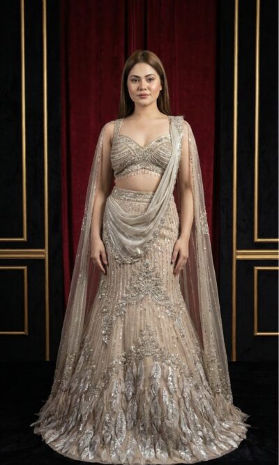 Celestial Silver Feather Couture