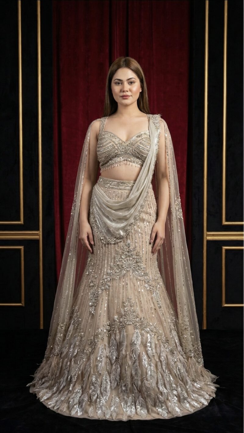 Celestial Silver Feather Couture