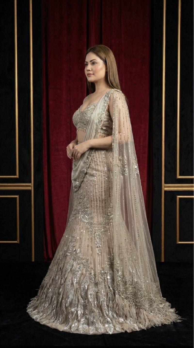 Celestial Silver Feather Couture