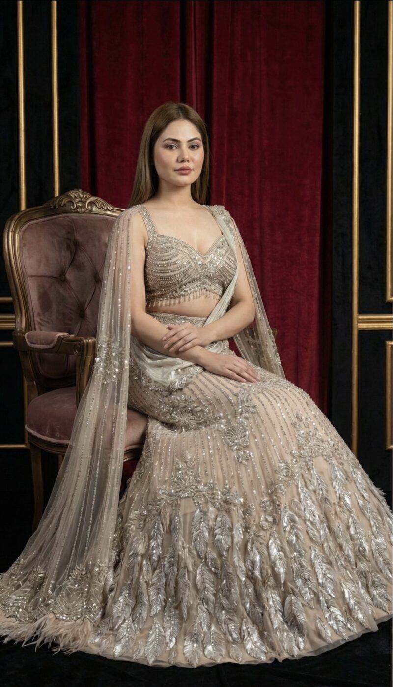 Celestial Silver Feather Couture