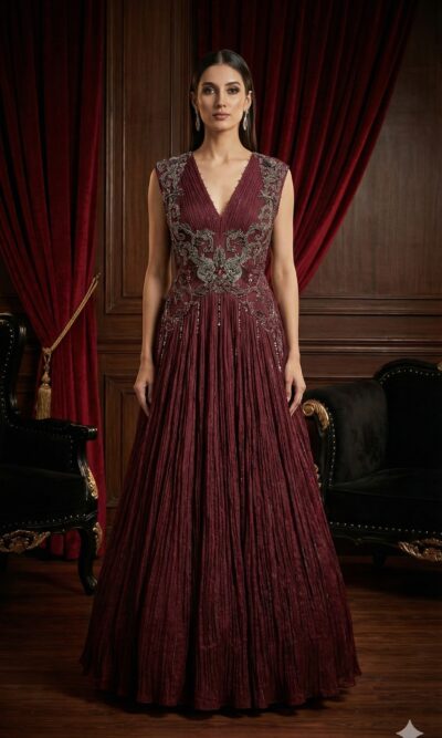 Wine Royale Evening Gown
