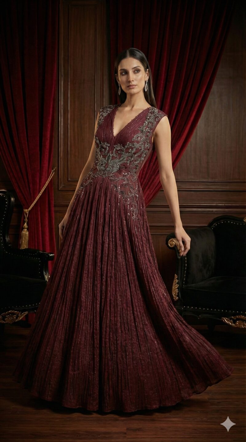Wine Royale Evening Gown