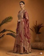 Maroon Banarasi Brocade Skirt Set