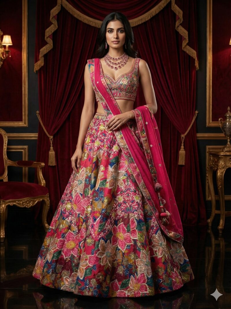 Pink Vibrant Bloom Lehenga