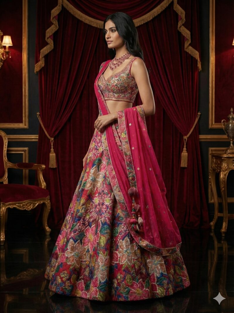 Pink Vibrant Bloom Lehenga