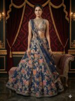 Royal Navy Floral Lehenga