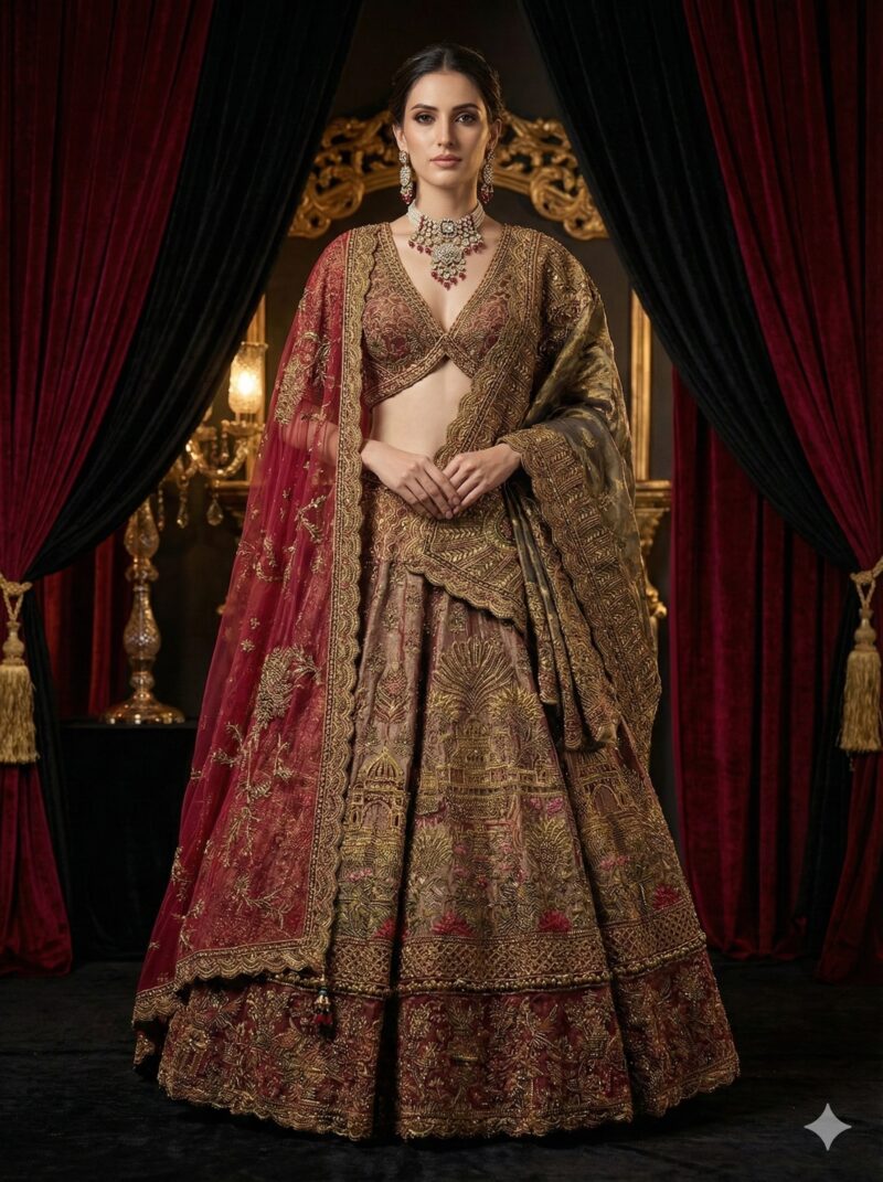 Antique Gold Maroon Royalty