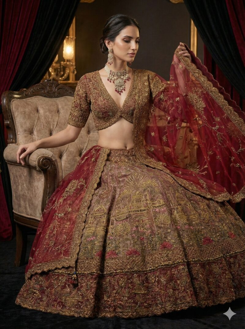 Antique Gold Maroon Royalty