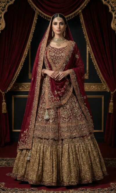 Majestic Maroon Bridal Ensemble