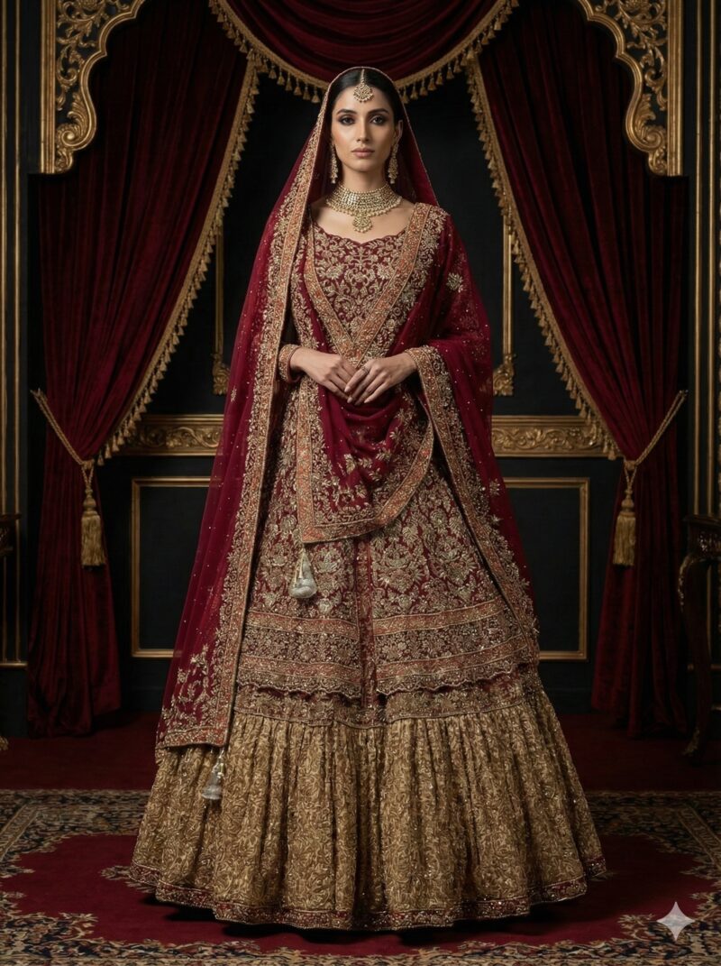 Majestic Maroon Bridal Ensemble