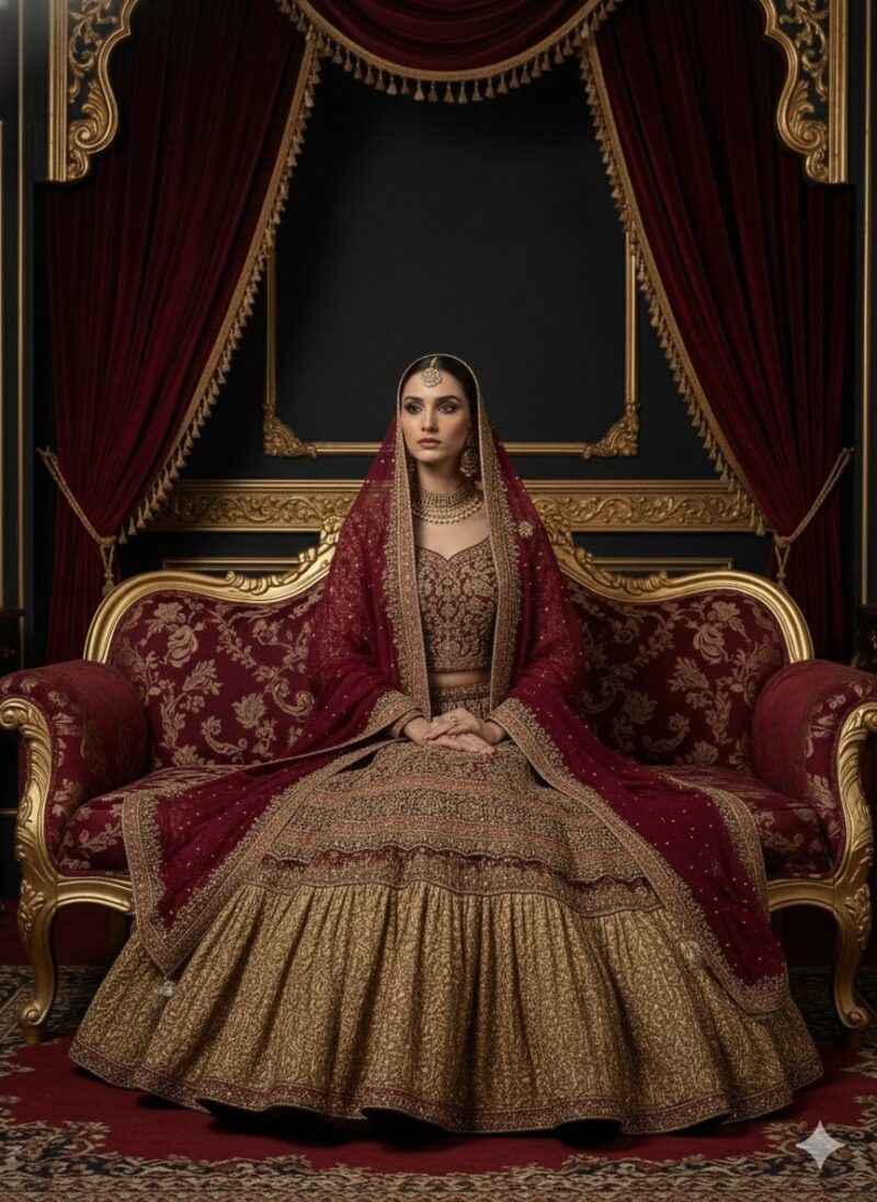 Majestic Maroon Bridal Ensemble