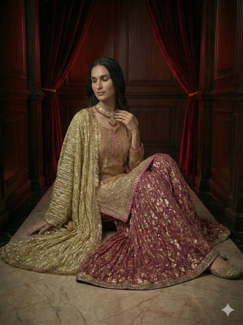 Rosette Royal Sharara Suit