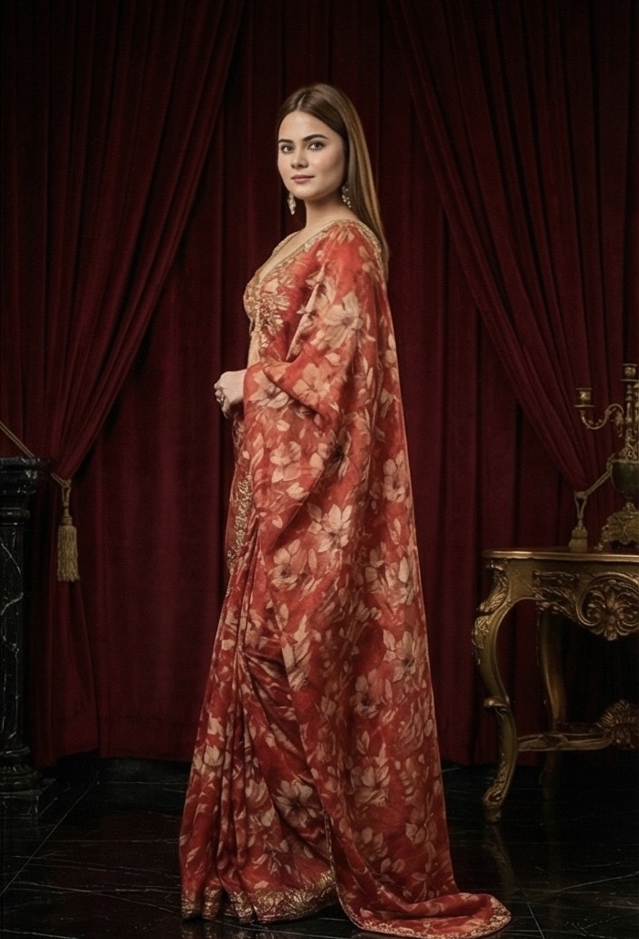 Regal Rust Bloom Saree