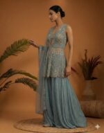 Blue Peplum Sharara Elegance