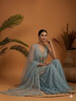 Blue Peplum Sharara Elegance