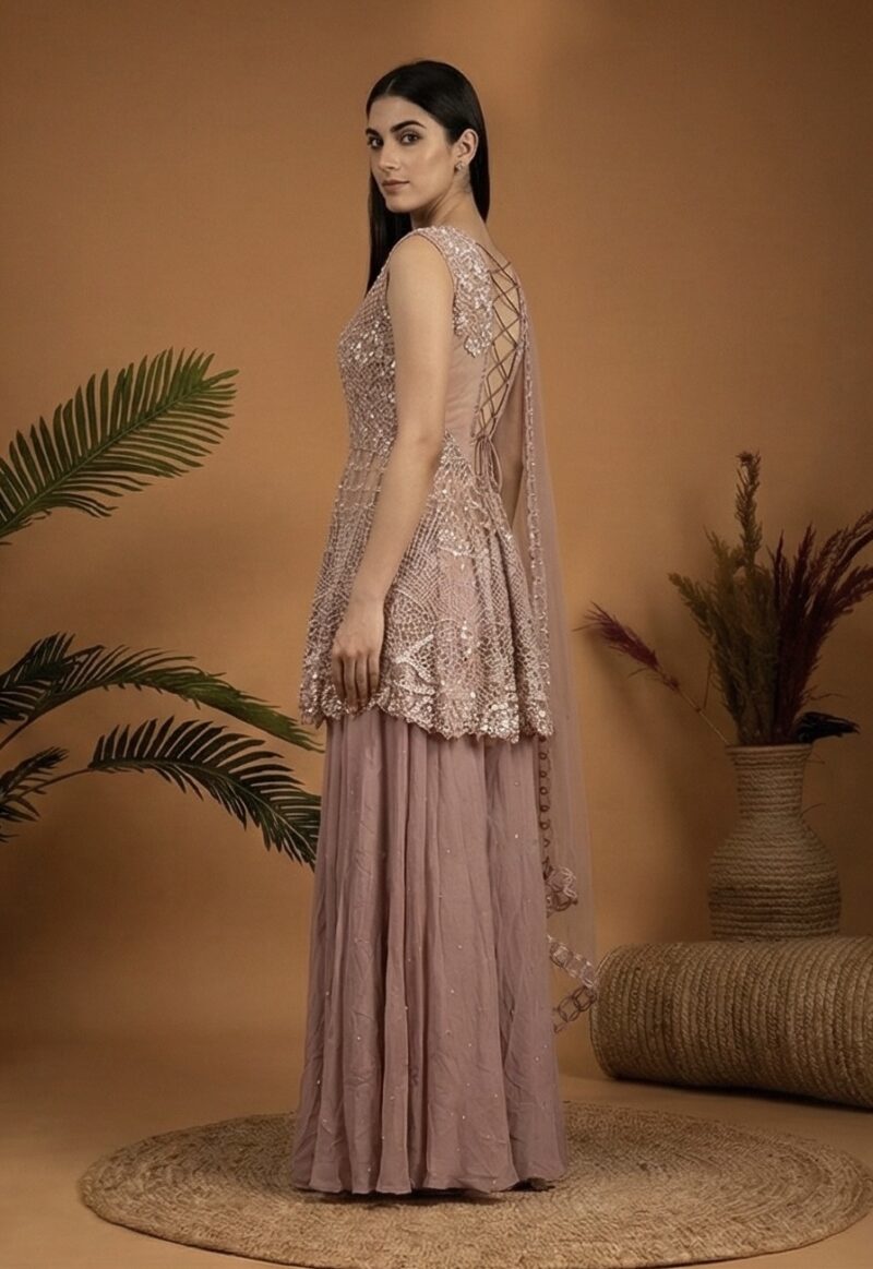 Blush Peplum Sharara Elegance