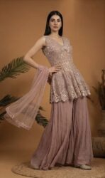 Blush Peplum Sharara Elegance