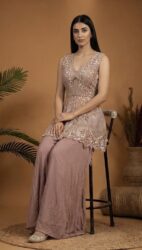 Blush Peplum Sharara Elegance