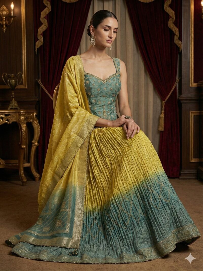 Amber Teal Ombre Lehenga