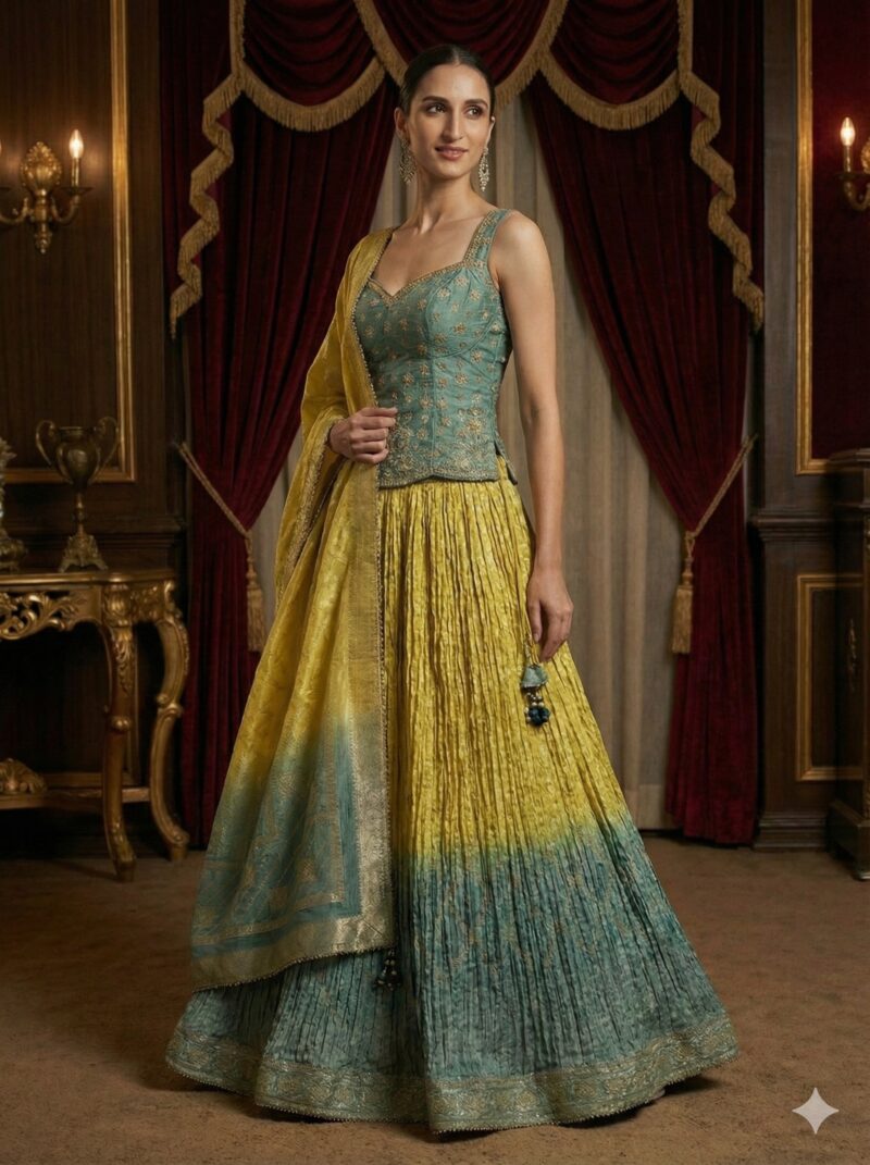 Amber Teal Ombre Lehenga