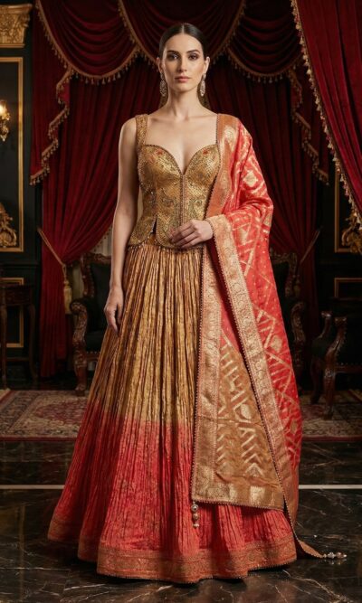 Golden Rust Ombre Lehenga
