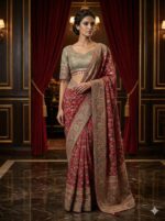 Embellished Scarlet Banarasi Saree
