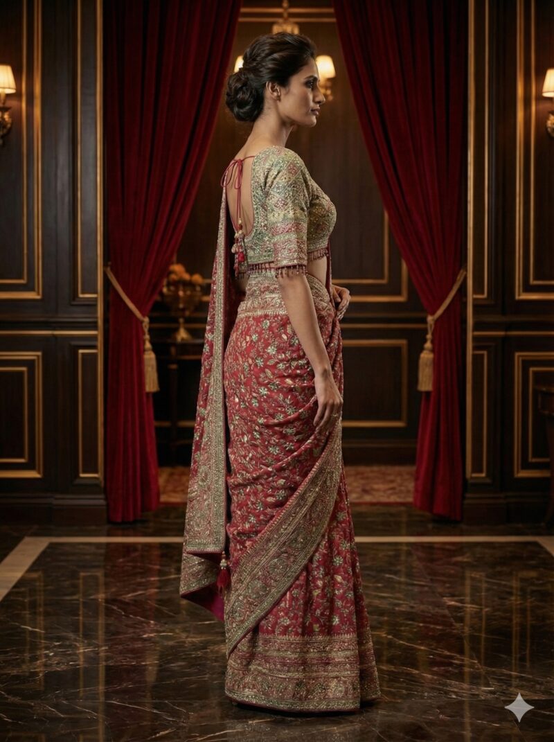 Embellished Scarlet Banarasi Saree