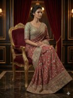 Embellished Scarlet Banarasi Saree