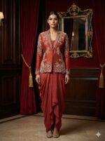 Embroidered Rust Jacket Drape