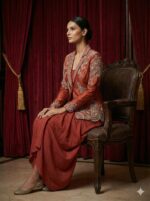 Embroidered Rust Jacket Drape