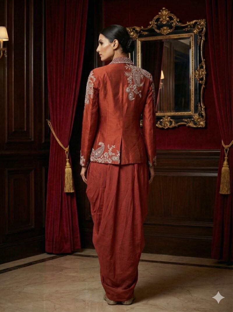 Embroidered Rust Jacket Drape