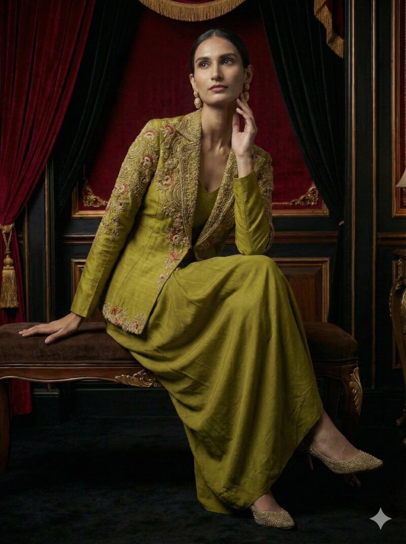 Olive Regal Jacket Set